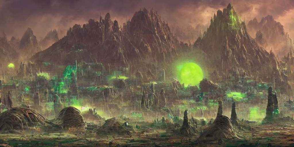 Image similar to alien landscape, ruined alien structures, garfield smoking a blunt, beautiful, solarpunk, trending on artstation, 8 k, high detail, by shrimbly flingleston