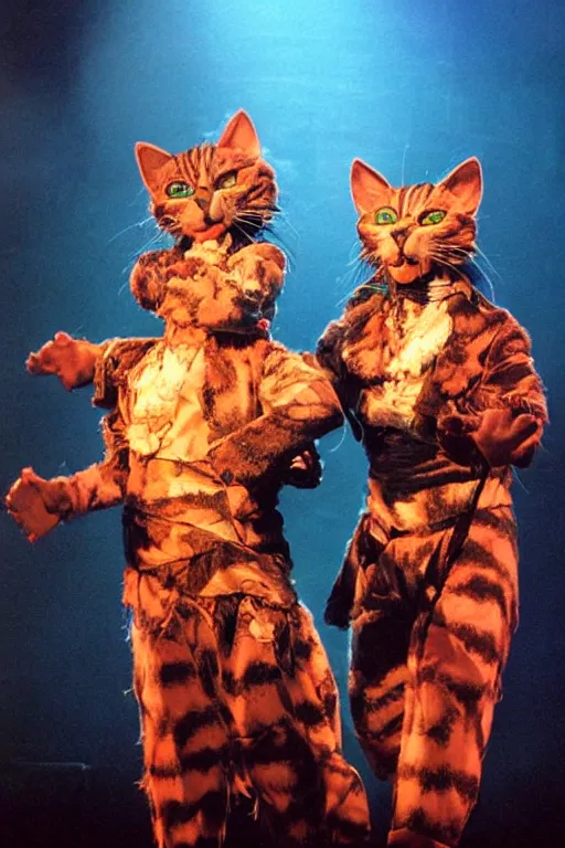 Image similar to 📷 mungojerrie and rumpleteazer, cats musical 1 9 9 8, dynamic lighting