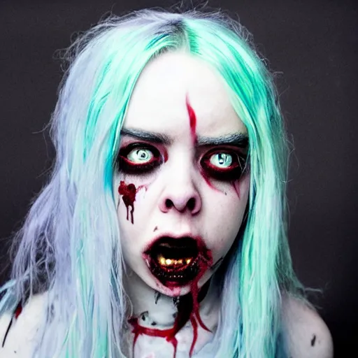 Image similar to billie eilish as a zombie