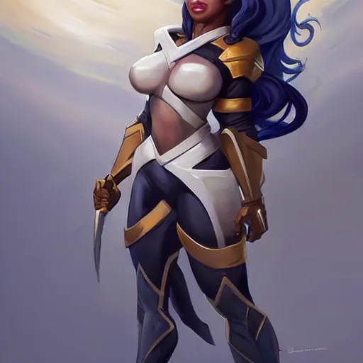 Image similar to greg manchess portrait painting of partially armored ororo munroe alias storm as overwatch character, medium shot, asymmetrical, profile picture, organic painting, sunny day, matte painting, bold shapes, hard edges, street art, trending on artstation, by huang guangjian and gil elvgren and sachin teng