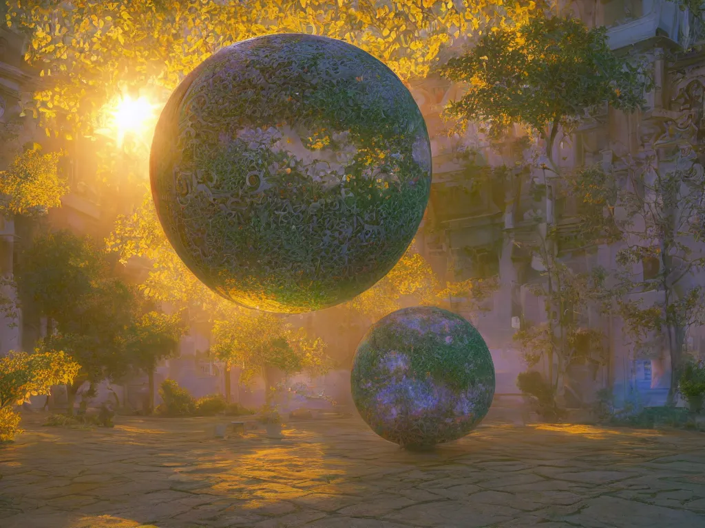 Image similar to 3 d render, sunlight study, the universe is a spheroid region 7 0 5 meters in diameter, art nouveau, by rachel ruysch and ( ( ( ( ( lisa frank ) ) ) ) ), 8 k, sharp focus, octane render