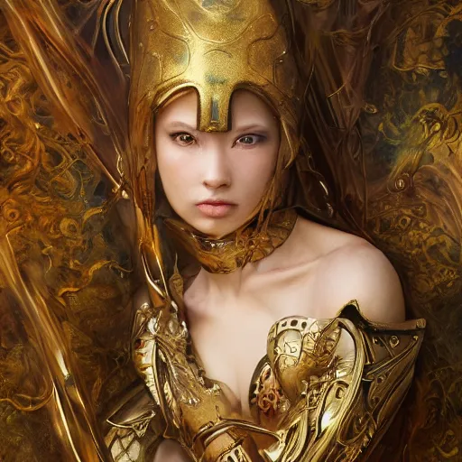 Prompt: a masterpiece ultrarealistic ultradetailed portrait of a incredibly beautiful girl in incredible armor. medium shot, intricate, elegant. by stanley artgerm lau, wlop, rossdraws, james jean, andrei riabovitchev, yoshitaka amano. background by james jean and gustav klimt, light by julie bell, porcelain skin. trending on artstation