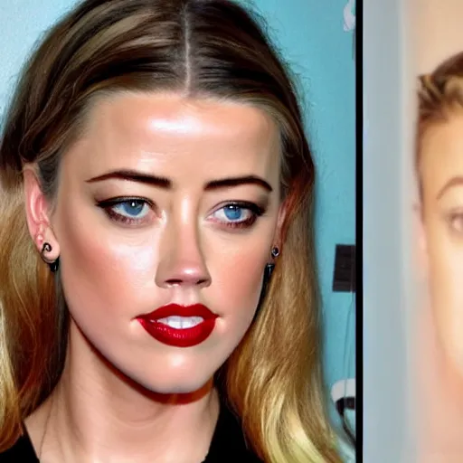 Image similar to gourd shaped like the face of amber heard hybrid intercross mix as a gourd