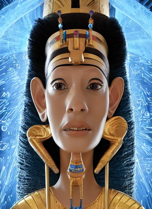 Image similar to an anthropomorphic beautiful female wizard of pharaoh holding magic wand portrait wearing robe, fine art, award winning, intricate, elegant, sharp focus, octane render, hyperrealistic, cinematic lighting, highly detailed, digital painting, 8 k concept art, art by jamie hewlett and z. w. gu, masterpiece, trending on artstation, 8 k