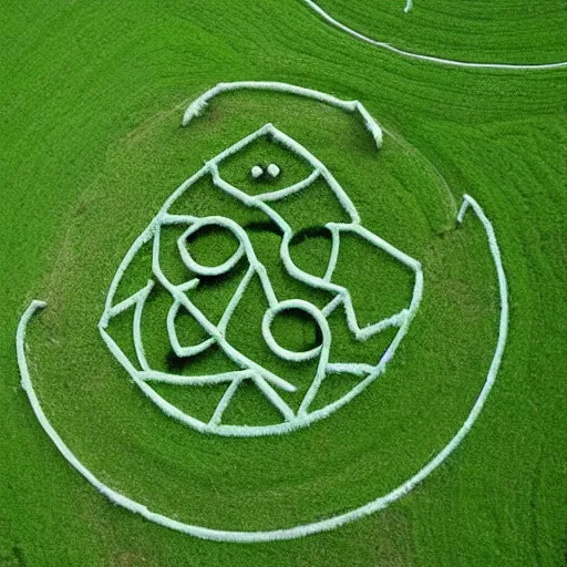Prompt: crop circle in the shape of a cat