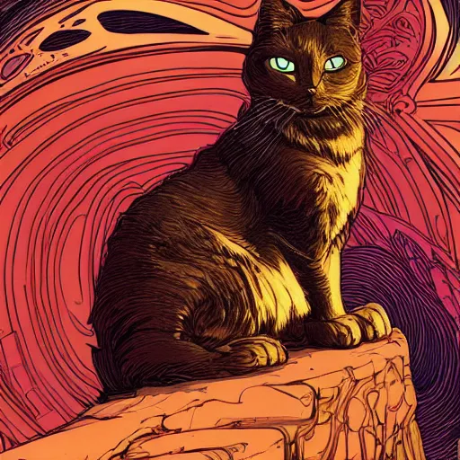 Image similar to artwork by kilian eng, john william waterhouse, awesome cat, 4 k