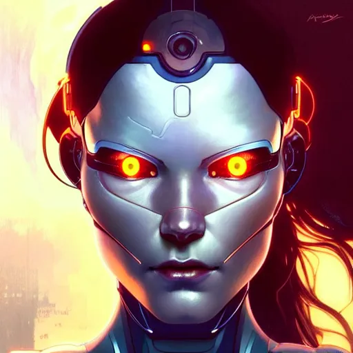 Prompt: cyborg, female, science fiction, highly detailed, digital painting, beautiful eyes, symmetry, concept art, sharp focus, illustration, art by artgerm and greg rutkowski and magali villeneuve and ilya kuvshinov! : : alphonse mucha : : - 0. 2