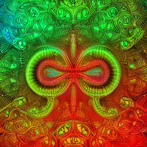 Image similar to highly detailed generative art, irregular fractal of neon octopus, string art by janusz jurek, background outer space nebulas by Pilar Gogar 4k HDR