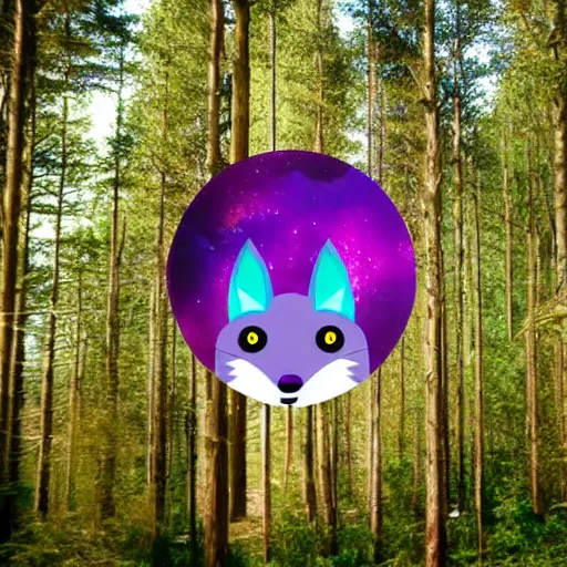 Image similar to a purple fox with a long fluffy and shiny coat sits in the forest on a ufo flying saucer. super realistic photo. clear details