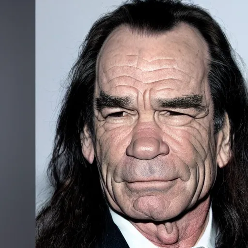 Image similar to tommy lee jones with very long hair, photograph