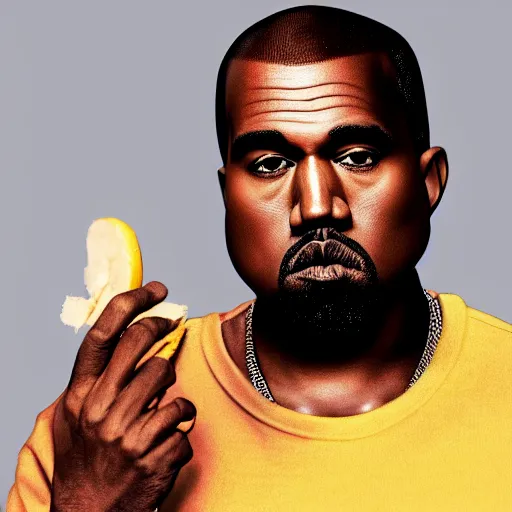 Image similar to kanye west eating a banana, illustration, art, behance, 4k, high detail, 2D