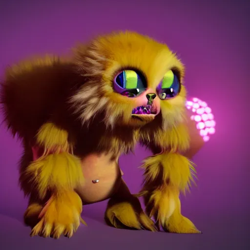 Image similar to character concept cute furry monster high quality 3 d render detailed fur with rim light unreal engine 4 k