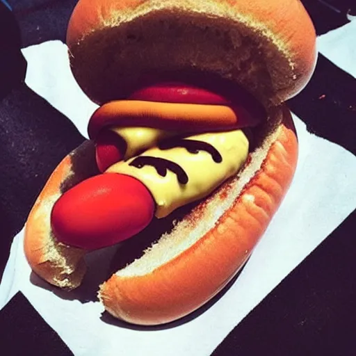 Image similar to “ a fella with hot dog lips ”