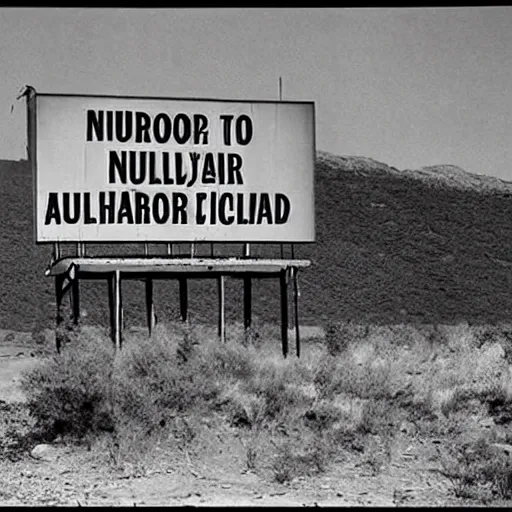 Image similar to billboard warning of nuclear fallout