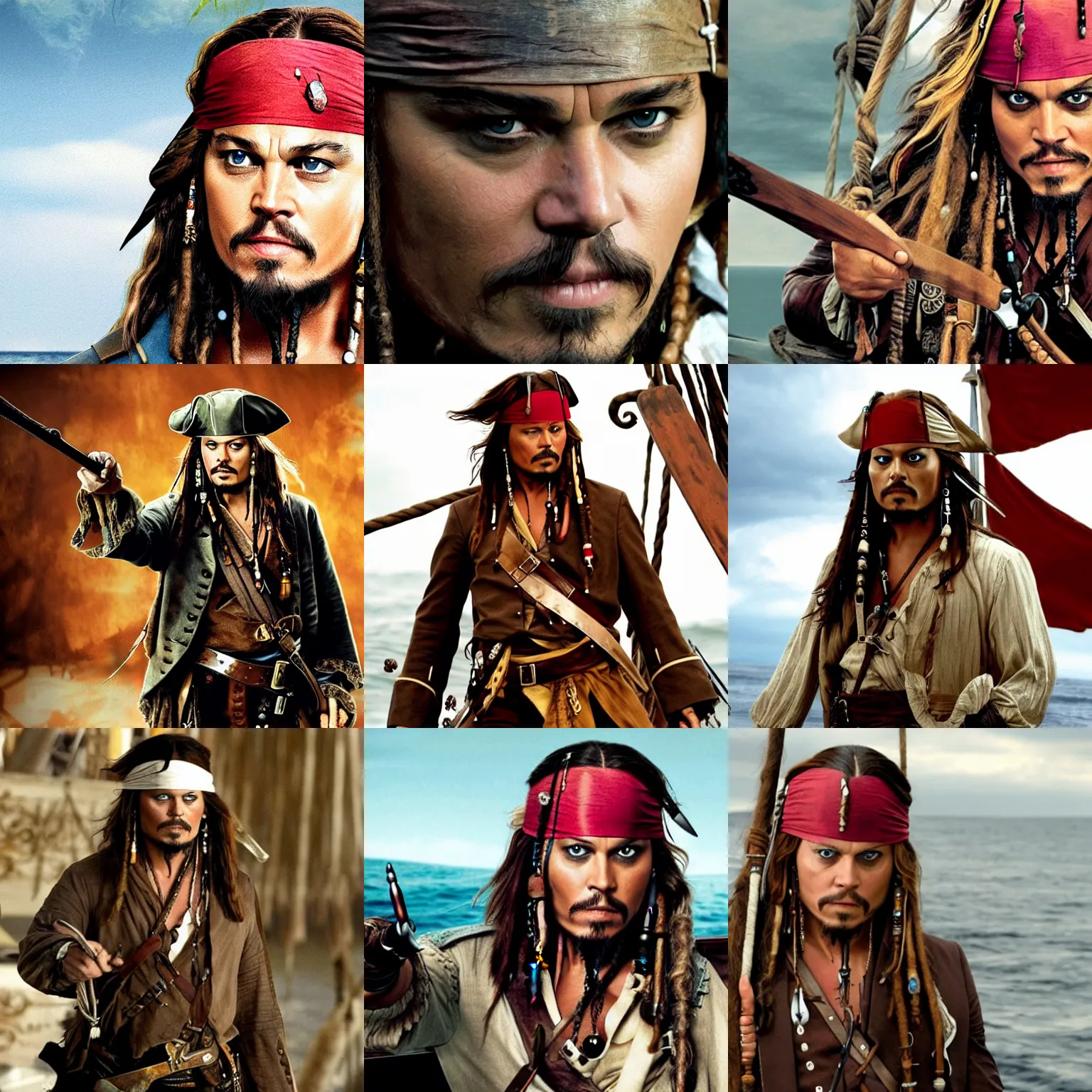 Prompt: Leonardo DiCaprio as Captain Jack Sparrow