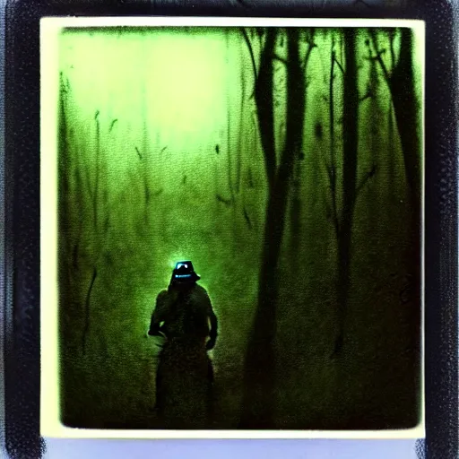 Prompt: old polaroid of creepy shrek staring from the depths of the dark gloomy forest, art by beksinski, bernie wrightson, john carpenter, creepy pasta, photorealistic, grainy, found footage, old film, low quality, horror, creepy, unsettling, terrifying