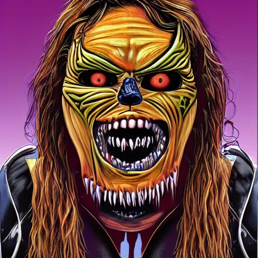 Prompt: Eddie (Iron Maiden), digital art