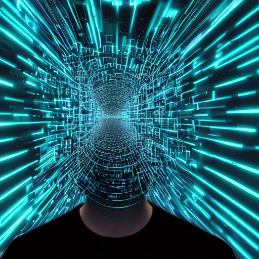 Image similar to glitch art of a hacker's mind shattering in cyberspace detailed realistic hd 8 k high resolution