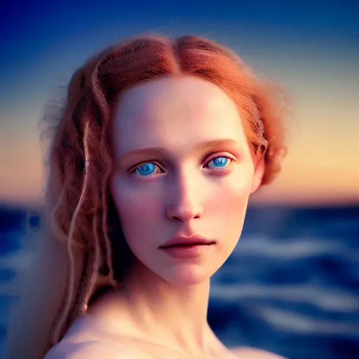 Image similar to photographic portrait of a stunningly beautiful english renaissance female in soft dreamy light at sunset, beside the sea, soft focus, contemporary fashion shoot, in a denis villeneuve movie, by edward robert hughes, annie leibovitz and steve mccurry, david lazar, jimmy nelsson, extremely detailed, breathtaking, hyperrealistic, perfect face, octane render