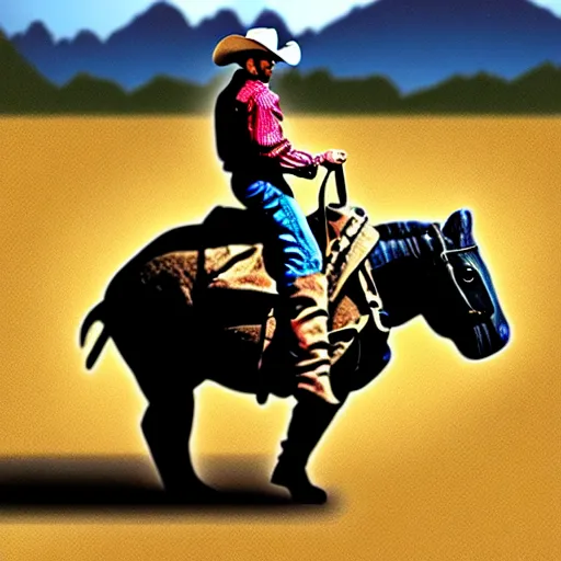 Image similar to a cowboy riding a tardigrade