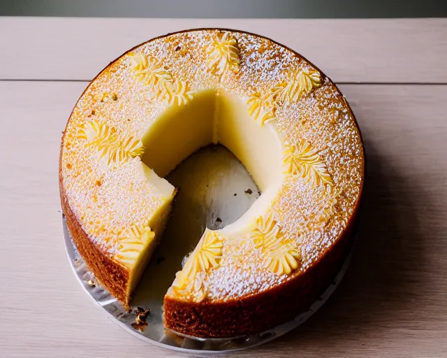 Prompt: dslr food photograph of a pineapple cake, 8 5 mm f 1. 4