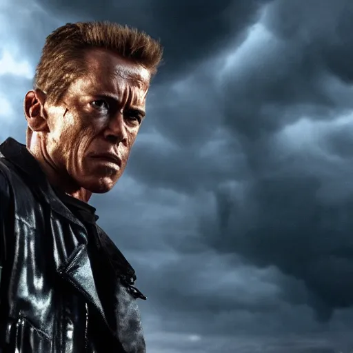 Image similar to stunning awe inspiring new terminator movie, movie still 8 k hdr atmospheric lighting