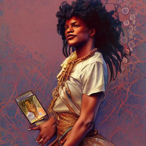 Image similar to amazing lifelike award winning pencil illustration of Marsha P. Johnson trending on art station artgerm Greg rutkowski alphonse mucha cinematic