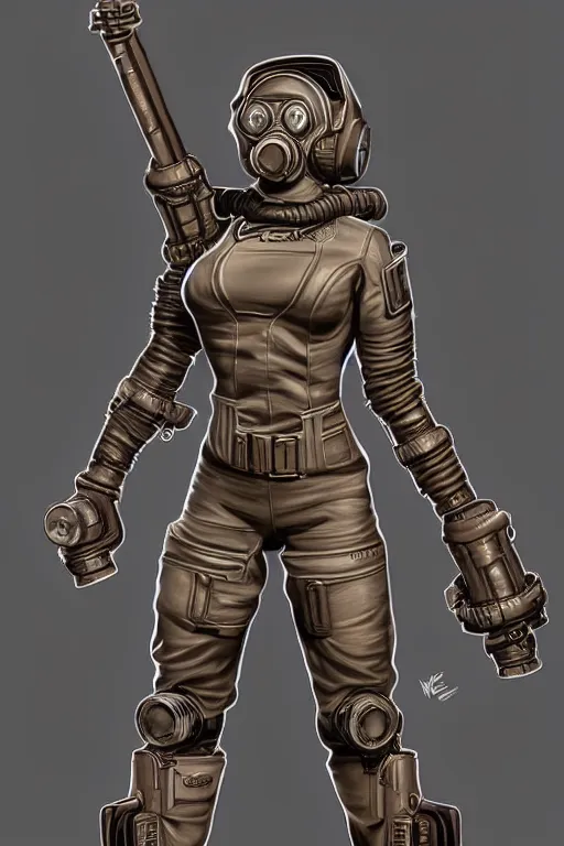 Prompt: detailed fallout npc! high angle, centered, by artgerm, arcane, white background