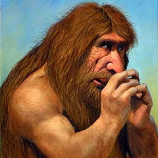 Prompt: Neanderthal using a mobile phone S 1888933006