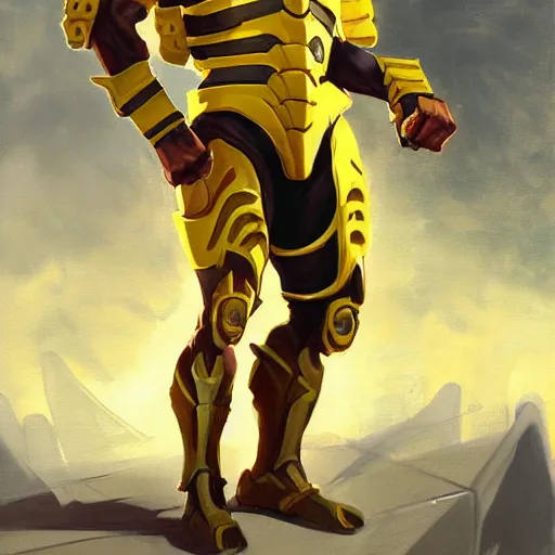 Image similar to greg manchess portrait painting of cyrax from mortal kombat as overwatch character, medium shot, asymmetrical, profile picture, organic painting, sunny day, matte painting, bold shapes, hard edges, street art, trending on artstation, by huang guangjian and gil elvgren and jesper ejsing