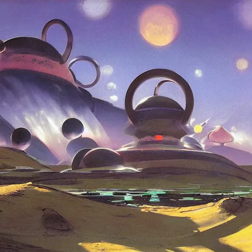 Prompt: sci - fi dreamy landscape, art by john singer sargent - akira toriyama