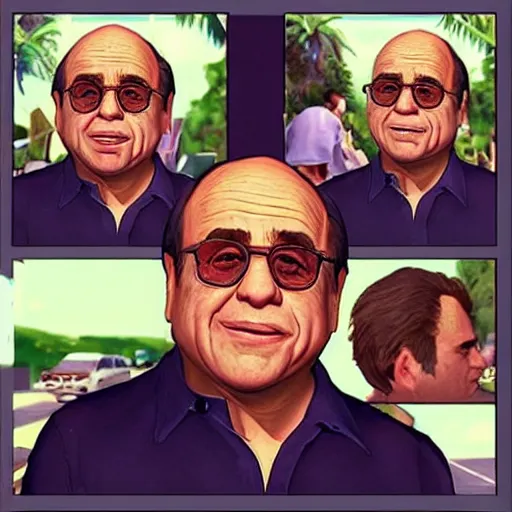 Image similar to “Danny Devito in the art style of grand theft auto 5”