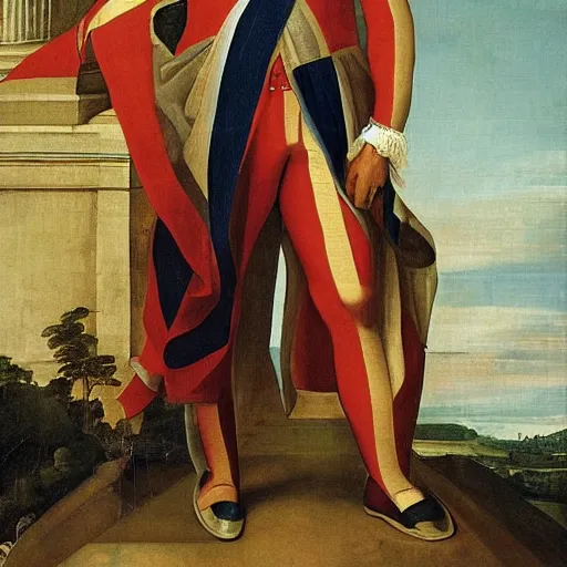 Image similar to british lord wearing expensive israeli suit painted by michaelo angelo