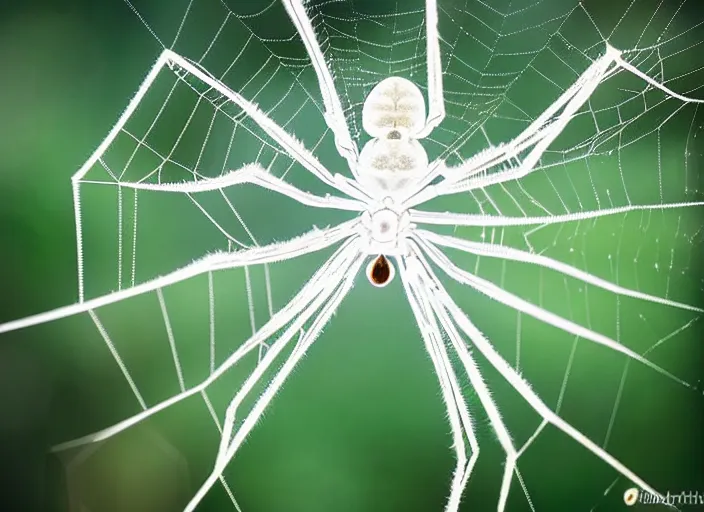 Image similar to white crystal clear spider in a forest. highly detailed 8 k. intricate. lifelike. soft light. fantasy horror style. cinematic post - processing