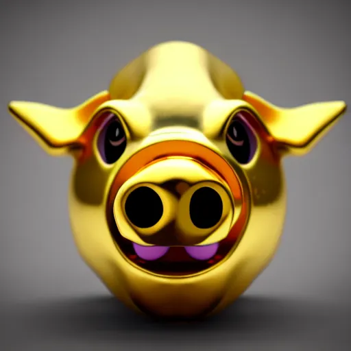 Image similar to cute gold pig symbol with a coin in it's mouth : : ornate, dynamic, particulate, intricate, elegant, highly detailed, centered, artstation, smooth, sharp focus, octane render, 3 d