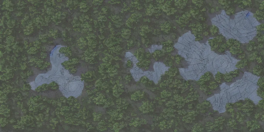 Image similar to a moonlit clearing in the woods, gridless tabletop roleplaying game map, top - down perspective, beautiful, 8 k, high quality digital art