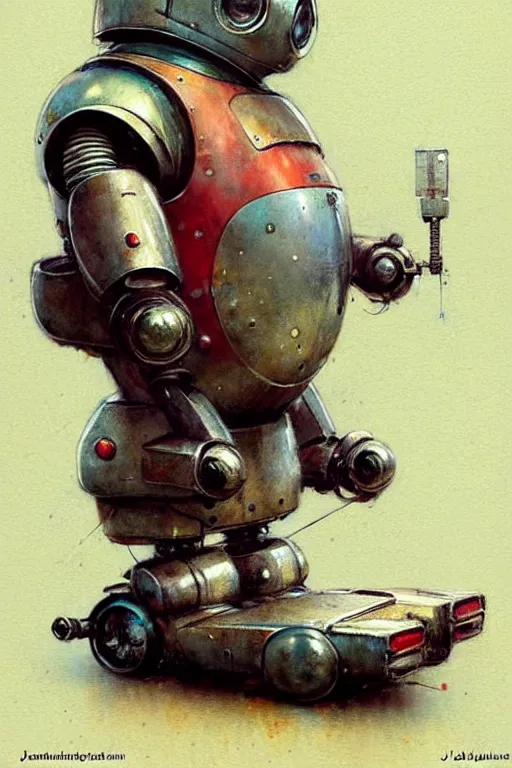 Image similar to adventurer ( ( ( ( ( 1 9 5 0 s retro future android robot fat robot mouse wagon. muted colors. ) ) ) ) ) by jean baptiste monge!!!!!!!!!!!!!!!!!!!!!!!!! chrome red