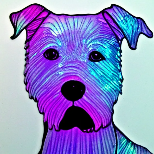 Prompt: crystal glass dog iridescent tinting. etsy shop photo