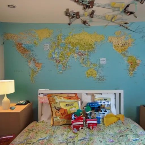 Prompt: a map of a boys bedroom, highly detailed,