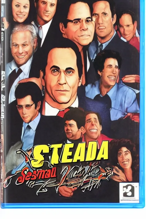 Prompt: Disc case for a Seinfeld PS3 game