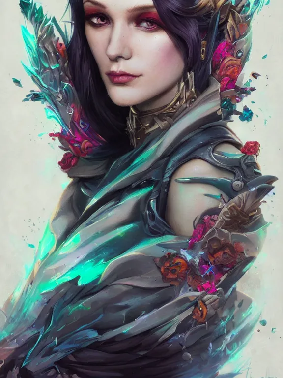 Image similar to a FAN art portrait of Morgana,by tristan eaton,Stanley Artgermm,Tom Bagshaw,Greg Rutkowski,Carne Griffiths,trending on DeviantArt,League of Legends,face enhance,chillwave,maximalist,full of color,glittering