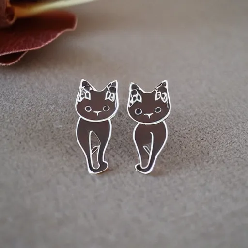 Image similar to 2d lasercut cat earrings, popular on artstation, popular on deviantart, popular on pinterest