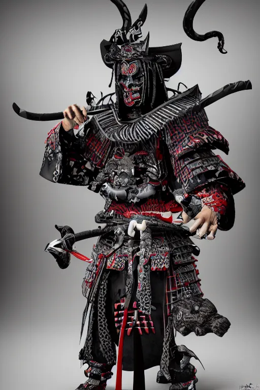 Prompt: !dream Shinigami Samurai wearing an Oni mask, 8k octane rendered, photo realistic, highly detailed, intricate