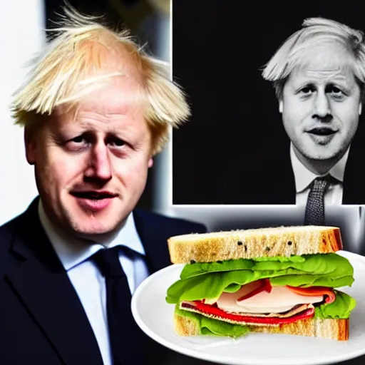 Image similar to photo of a sandwich that looks like boris johnson