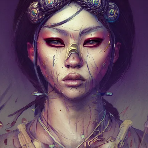 Image similar to hyperrealistic photography of holy warrior in the style of Jin Kagetsu, James Jean and wlop, highly detailed, sharp focus, rich deep colors, intricate concept art, digital painting, ambient lighting, 4k, artstation