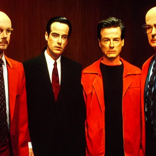 Image similar to twin peaks the red room, agent cooper, walter white