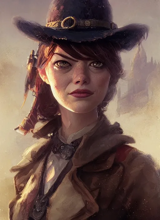 Image similar to highly detailed portrait fantastic steampunk emma stone stephen bliss unreal engine fantasy art by greg rutkowski loish rhads ferdinand