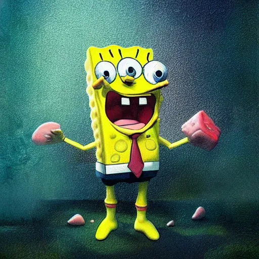 Image similar to hyperrealistic mixed media high resolution painting of anatomically correct SpongeBob SquarePants, stunning 3d render inspired art by István Sándorfi and Greg Rutkowski, perfect symmetry, dim volumetric lighting, 8k octane beautifully detailed render, post-processing, extremely hyper-detailed, intricate, epic composition, highly detailed attributes, highly detailed atmosphere, cinematic lighting, masterpiece, trending on artstation, very very detailed, masterpiece, stunning, flawless structure, lifelike texture, perfection,