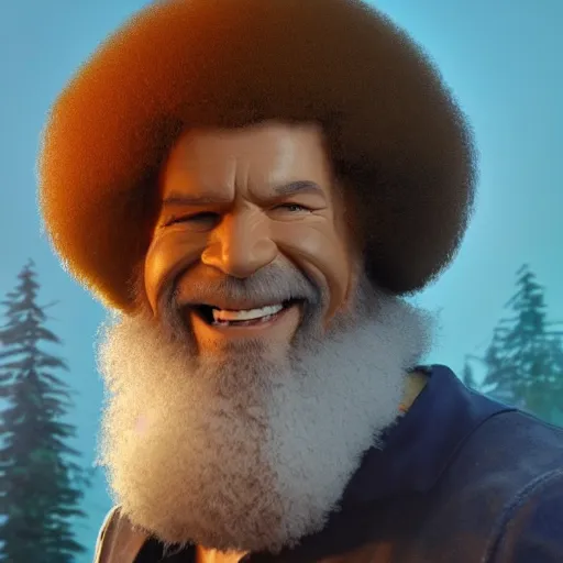 Prompt: bob ross as shaft, art by artgerm and greg rutkowski and alphonse mucha, concept art, octane render, unreal engine 5, highly detailed, high quality, 8 k, soft lighting, realistic face, path traced