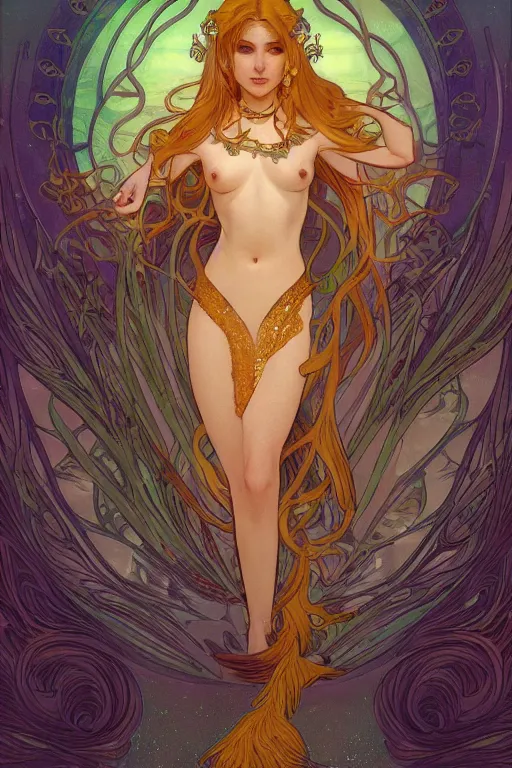 Image similar to a beautiful mermaid, symmetrical features, cinematic lighting, soft bokeh, fantasy, modern, colourful, highly detailed, digital painting, artstation, deviantart, concept art, sharp focus, illustration, by alphonse mucha